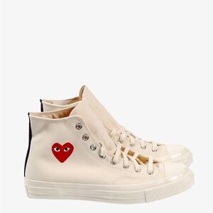 Converse x Comme Des Garçon - Cream High-Top Sneakers with Red Heart